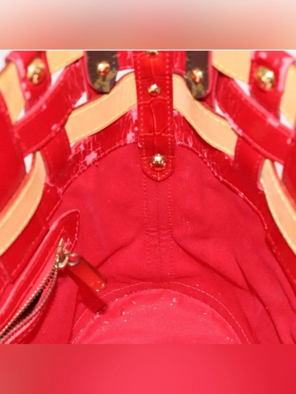 👜 LOUIS VUITTON Ruby Neo Bucket Tote Monogram Authentic Brown Red Shoulder Bag